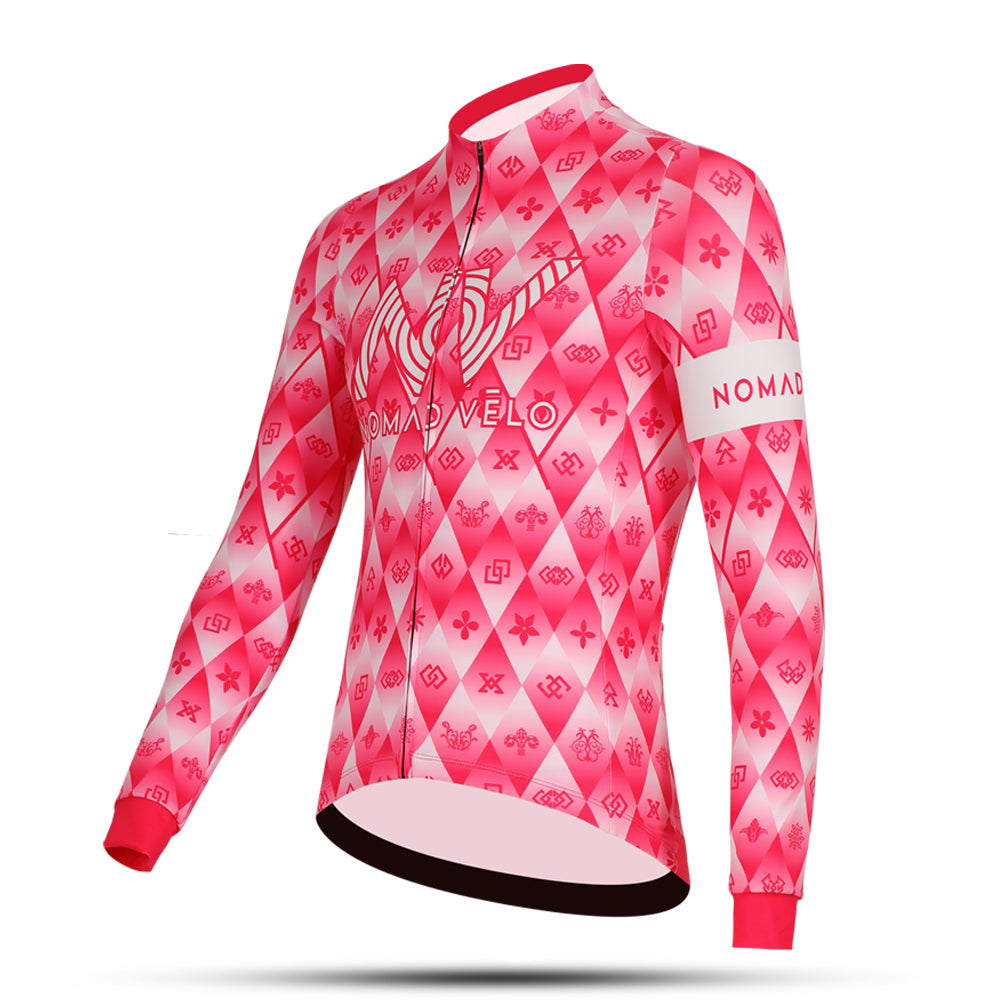 Pink Pro Fit Jersey for High-Performance Road Cycling -Royal Long Sleeve Jersey