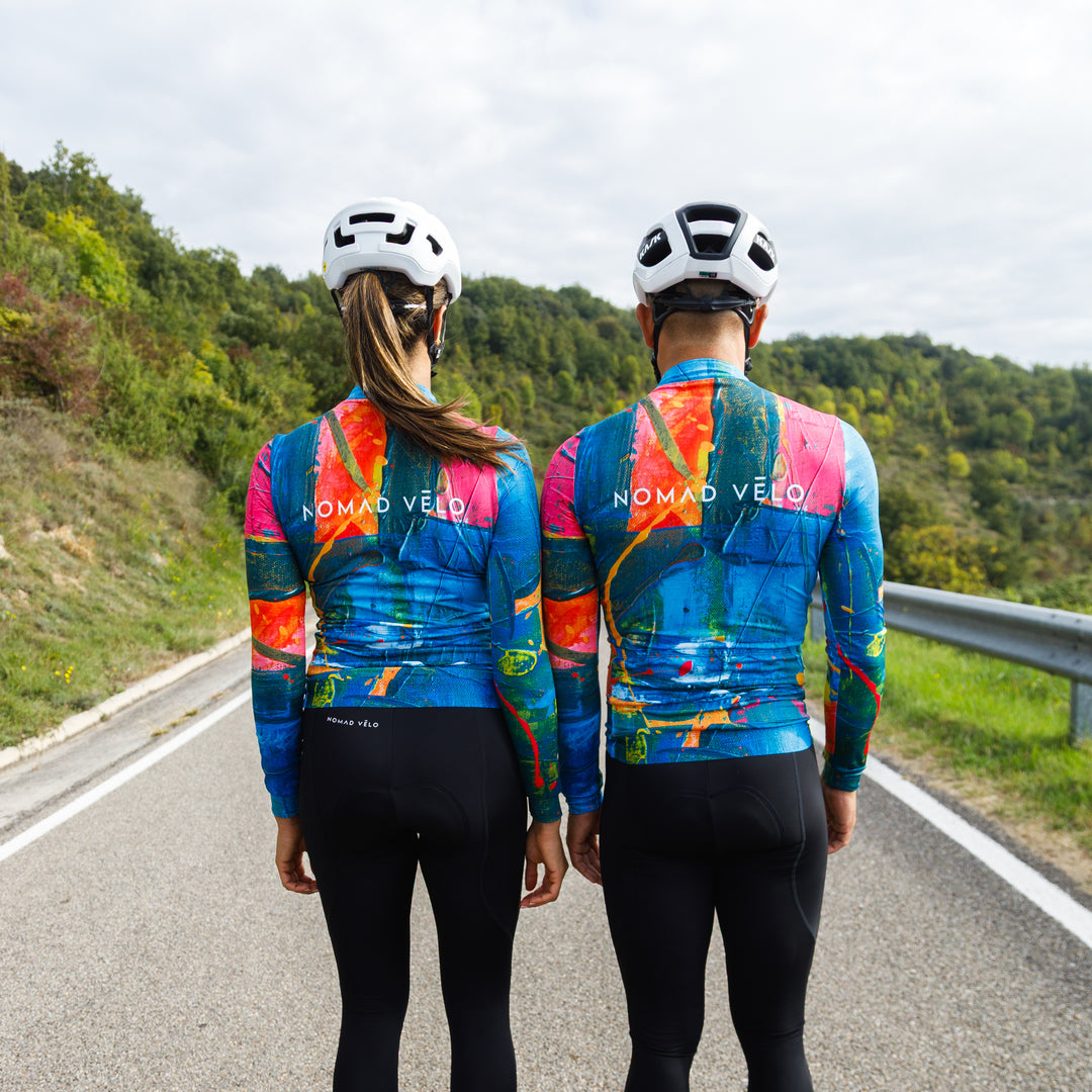 Artistic Orange Long Sleeve Cycling Jersey with Colorful Print – Artist Long Sleeve Jersey