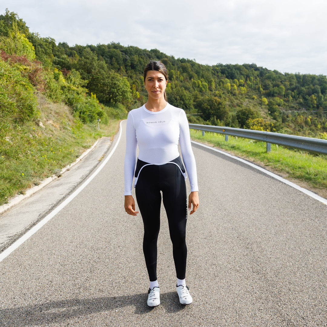 White Long Sleeve Cycling Base Layer with Breathable Fit – Nomad White Base Layer